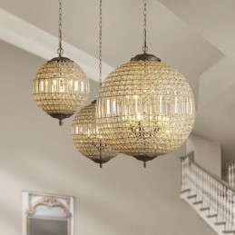 Globe Modern K9 Crystal Plafon suspendat Candelabru de interior Iluminat tambur Lămpi Corpuri