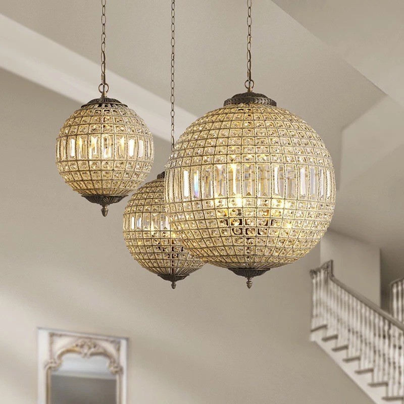 Globe Modern K9 Crystal Plafon suspendat Candelabru de interior Iluminat tambur Lămpi Corpuri