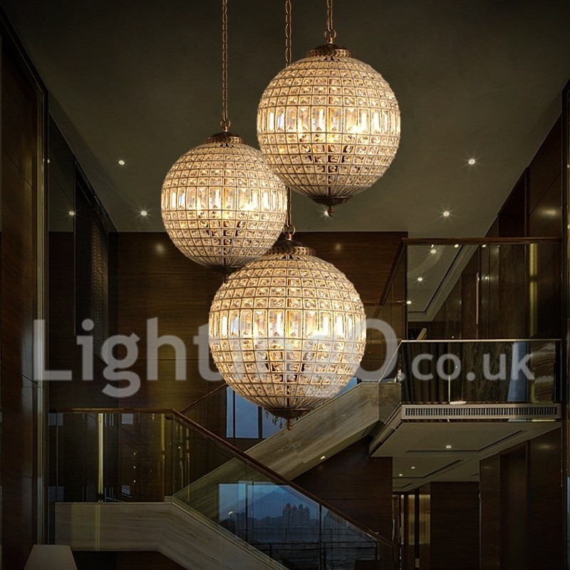 Globe Modern K9 Crystal Plafon suspendat Candelabru de interior Iluminat tambur Lămpi Corpuri