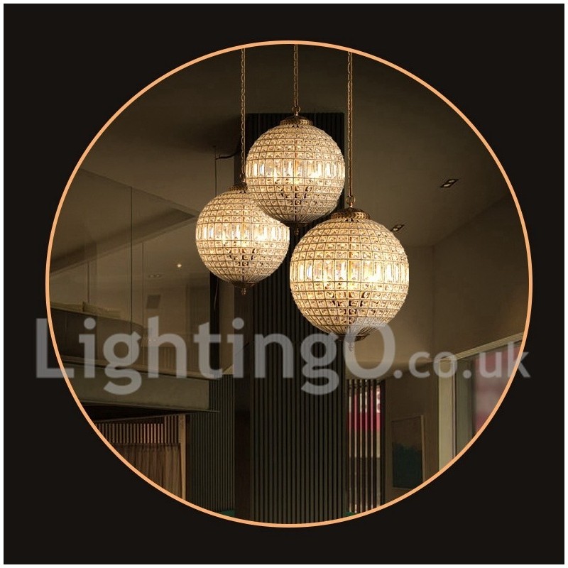 Globe Modern K9 Crystal Plafon suspendat Candelabru de interior Iluminat tambur Lămpi Corpuri
