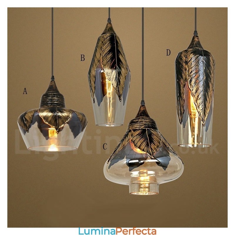 Lampă suspendată din sticlă retro europeană Lampă suspendată Lounge