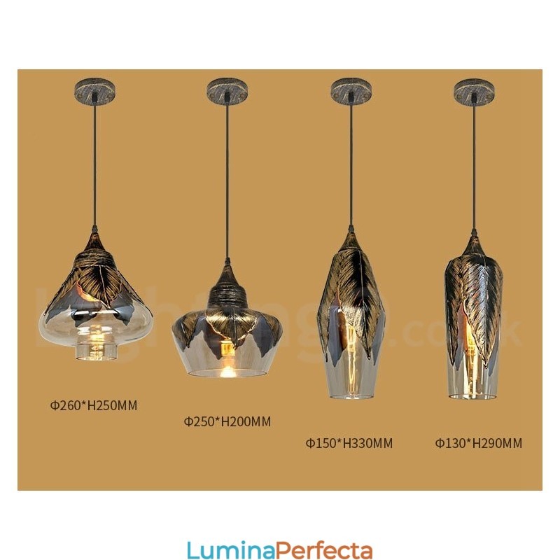 Lampă suspendată din sticlă retro europeană Lampă suspendată Lounge