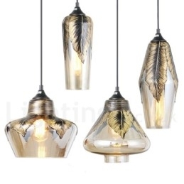 Lampă suspendată din sticlă retro europeană Lampă suspendată Lounge