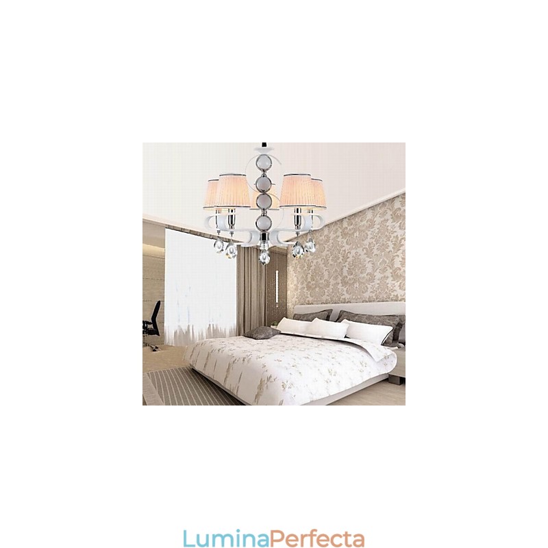 Candelabru din țesătură Lampă de calitate superioară cu 5 lumini Inel de argint cu jad alb