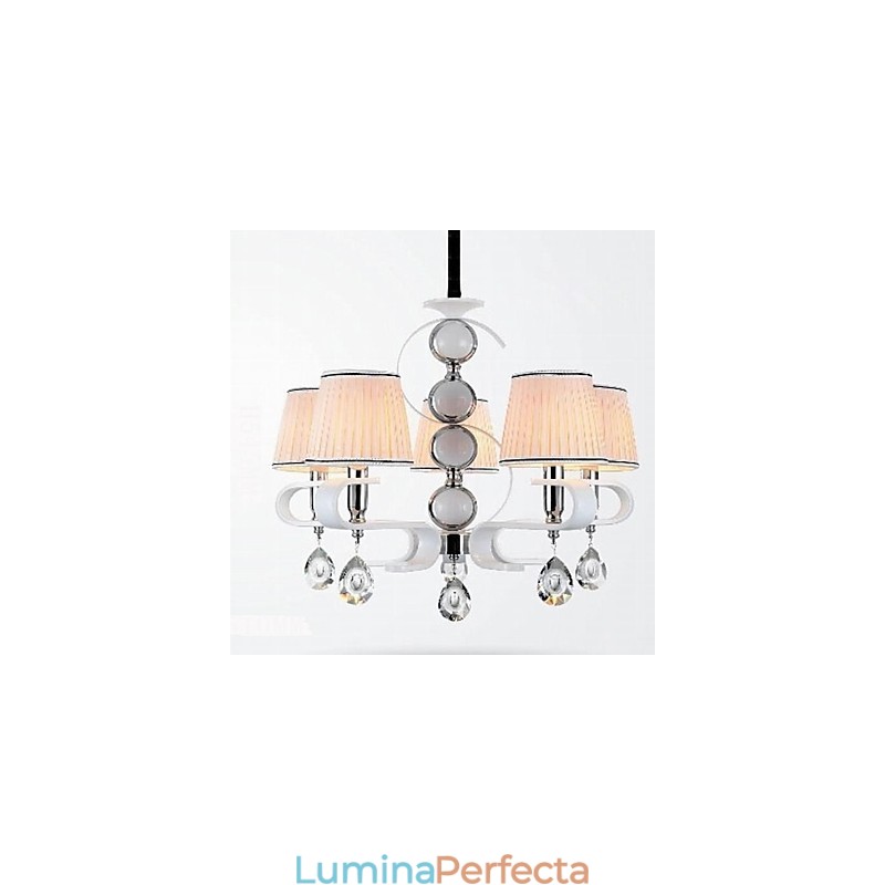 Candelabru din țesătură Lampă de calitate superioară cu 5 lumini Inel de argint cu jad alb