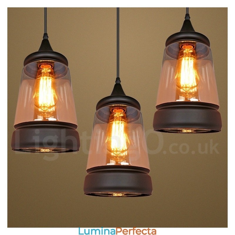 Lampă suspendată din sticlă retro europeană