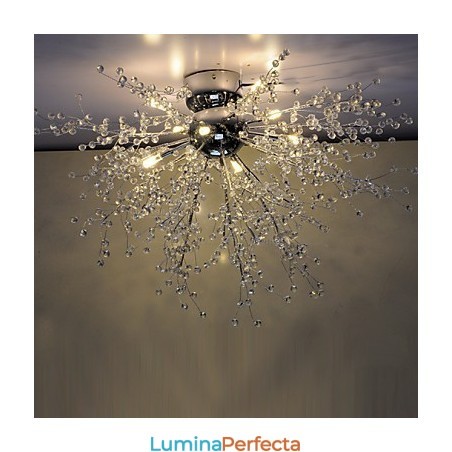 Candelabru modern Globe din metal cromat de cristal Candelabru modern Globe din metal cromat de cristal