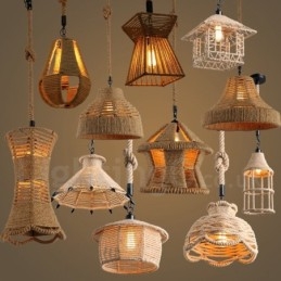 1 Lumină Rustic Lodge Pendant Lampă Cafe Hemp Rope Pendant Lamp