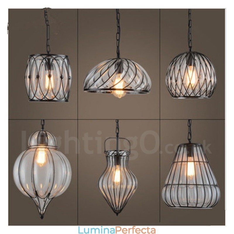 1 Lumină Vintage Cafe Glass Pendant Lampă Loft Pendant