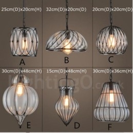 1 Lumină Vintage Cafe Glass Pendant Lampă Loft Pendant