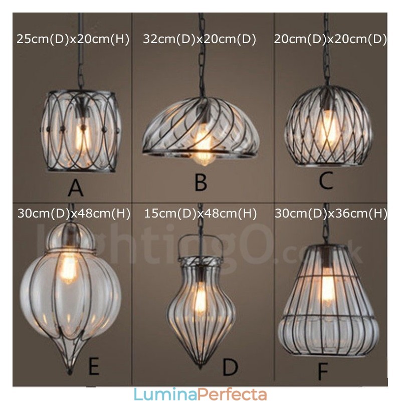 1 Lumină Vintage Cafe Glass Pendant Lampă Loft Pendant