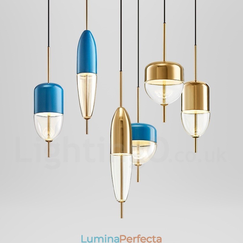 Lampă suspendată din sticlă modernă și contemporană cu 1 lumină