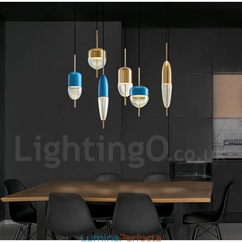 Lampă suspendată din sticlă modernă și contemporană cu 1 lumină