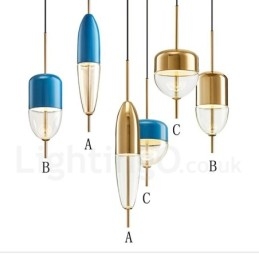 Lampă suspendată din sticlă modernă și contemporană cu 1 lumină
