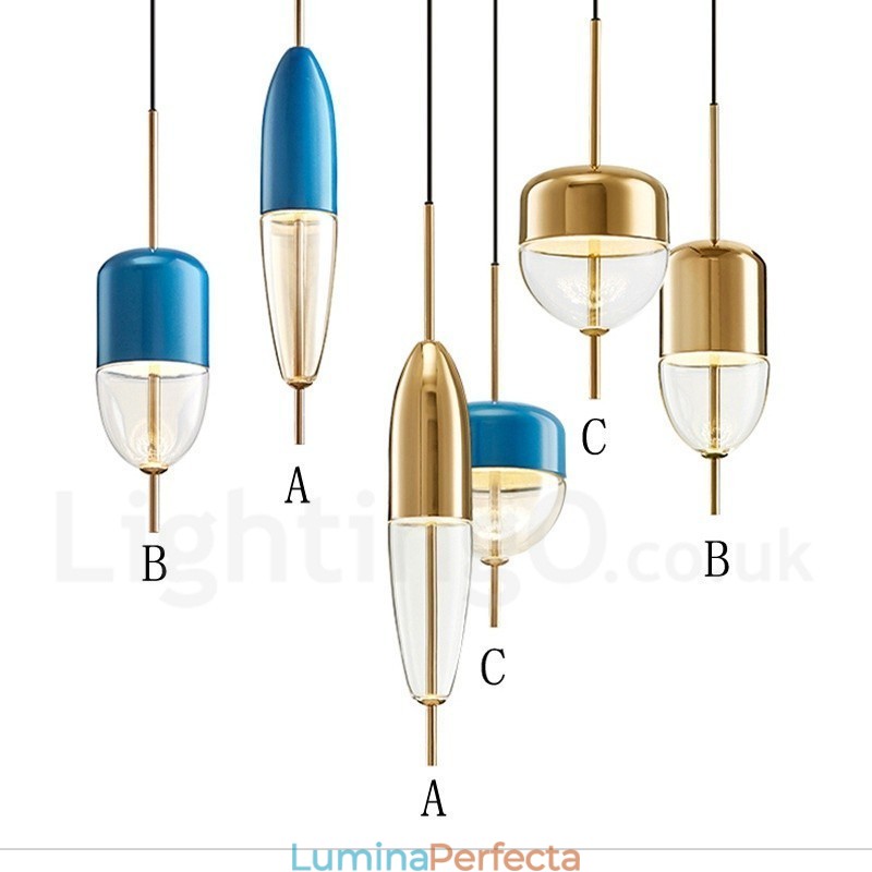 Lampă suspendată din sticlă modernă și contemporană cu 1 lumină