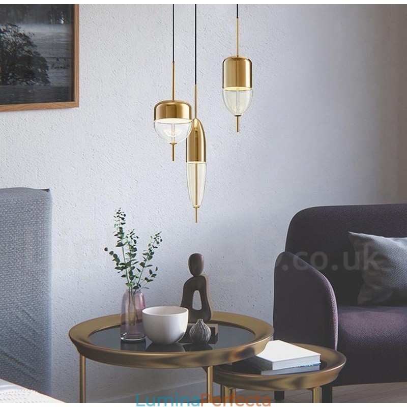 Lampă suspendată din sticlă modernă și contemporană cu 1 lumină