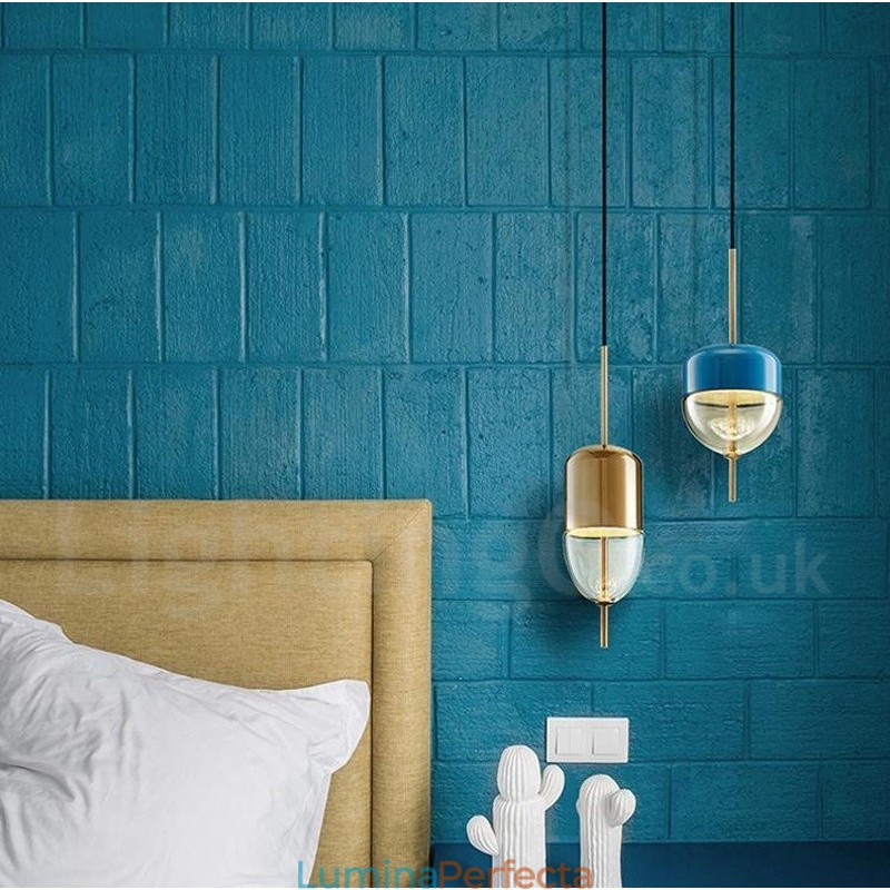 Lampă suspendată din sticlă modernă și contemporană cu 1 lumină
