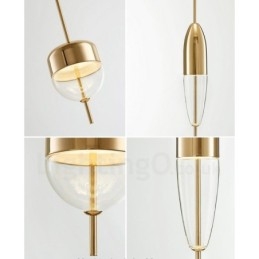 Lampă suspendată din sticlă modernă și contemporană cu 1 lumină