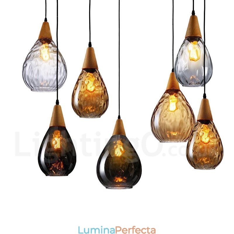 Lampă suspendată din sticlă modernă, în stil nordic, cu 1 lumină