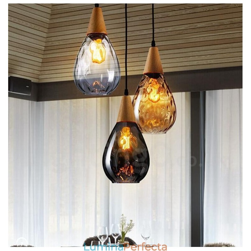 Lampă suspendată din sticlă modernă, în stil nordic, cu 1 lumină