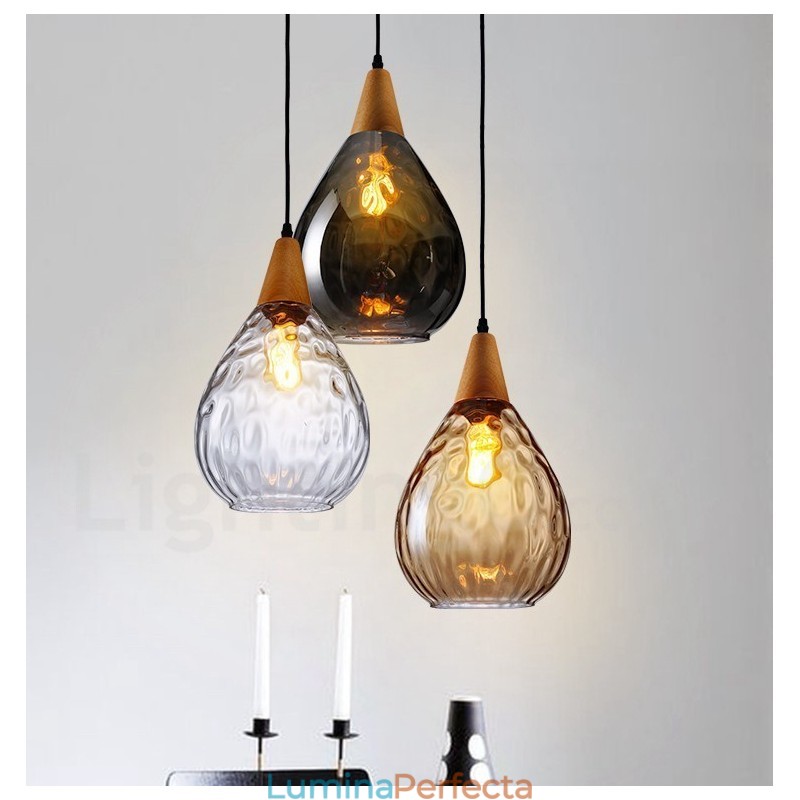 Lampă suspendată din sticlă modernă, în stil nordic, cu 1 lumină