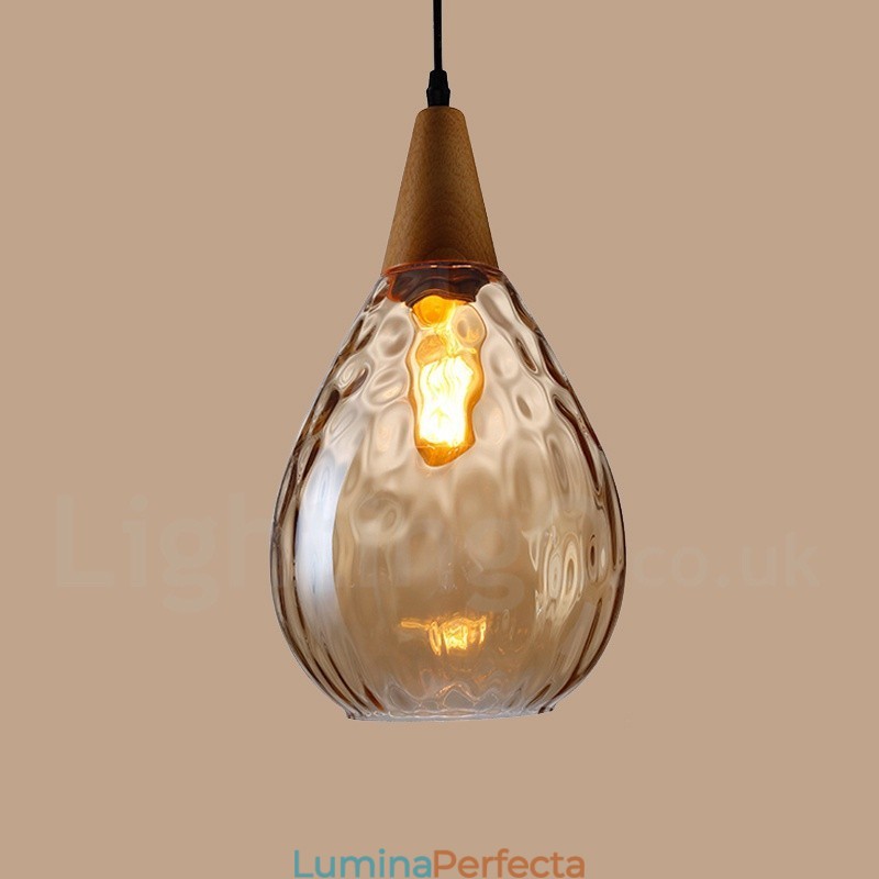 Lampă suspendată din sticlă modernă, în stil nordic, cu 1 lumină