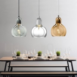 Lampă suspendată din sticlă modernă, în stil nordic, cu 1 lumină