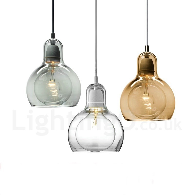 Lampă suspendată din sticlă modernă, în stil nordic, cu 1 lumină