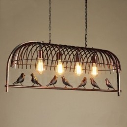 Lampă suspendată cu 4 lumini Rustic Lodge Retro Birdcage cu abajur din oțel
