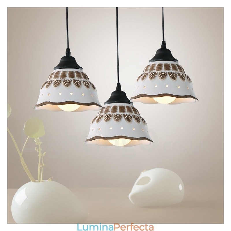 Lampă suspendată modernă contemporană cu 1 lumină, cu abajur din ceramică