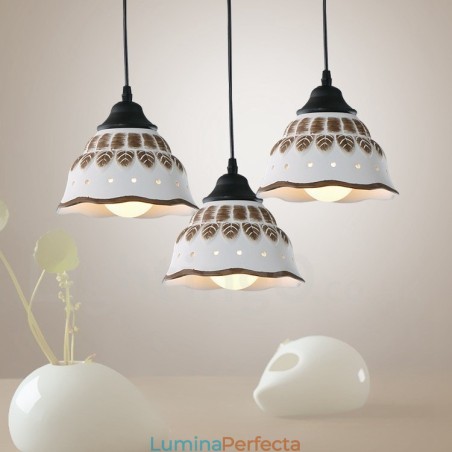 Lampă suspendată modernă contemporană cu 1 lumină, cu abajur din ceramică Lampă suspendată modernă contemporană cu 1 lumină, cu abajur din ceramică