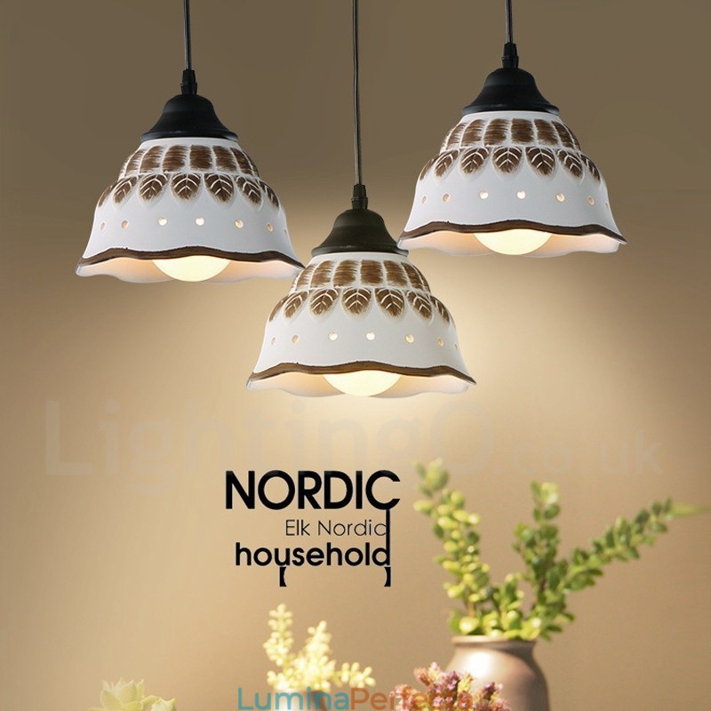 Lampă suspendată modernă contemporană cu 1 lumină, cu abajur din ceramică