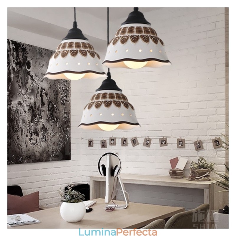 Lampă suspendată modernă contemporană cu 1 lumină, cu abajur din ceramică