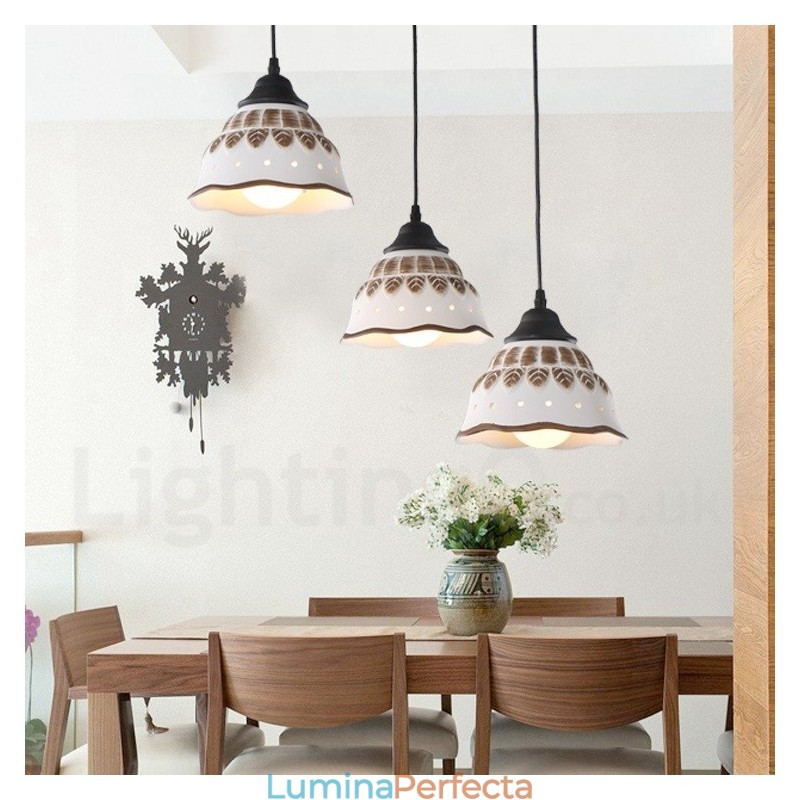 Lampă suspendată modernă contemporană cu 1 lumină, cu abajur din ceramică