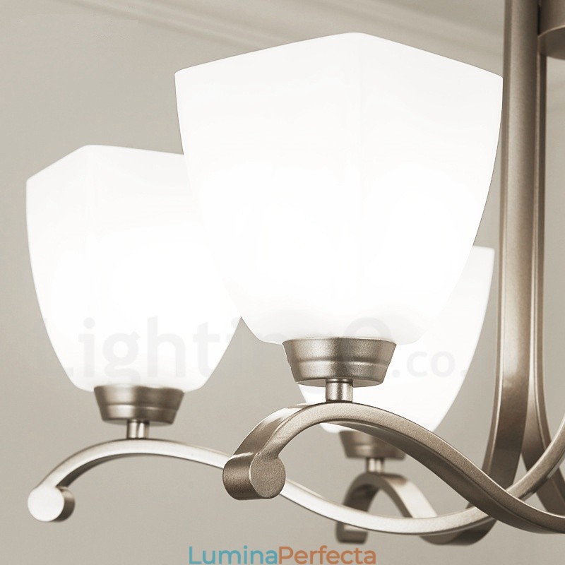 Candelabru contemporan modern cu 6 lumini cu abajur din sticlă