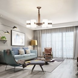 Candelabru contemporan modern cu 6 lumini cu abajur din sticlă