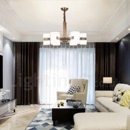 Candelabru contemporan modern cu 6 lumini cu abajur din sticlă