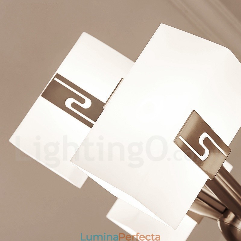 Candelabru contemporan modern cu 6 lumini cu abajur din sticlă