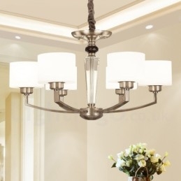 Candelabru contemporan modern cu 6 lumini cu abajur din sticlă