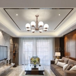 Candelabru contemporan modern cu 8 lumini cu abajur din sticlă