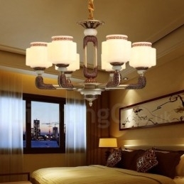 Candelabru de lux pentru hol, retro, tradițional, din aliaj de zinc, cu abajur din sticlă