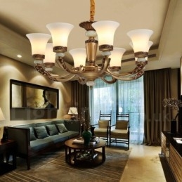 Candelabru de lux pentru hol, retro, tradițional, din aliaj de zinc, cu abajur din sticlă