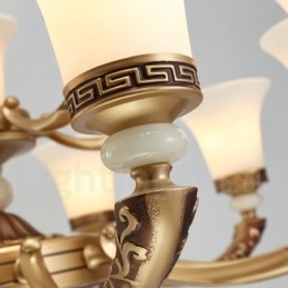 Candelabru de lux pentru hol, retro, tradițional, din aliaj de zinc, cu abajur din sticlă