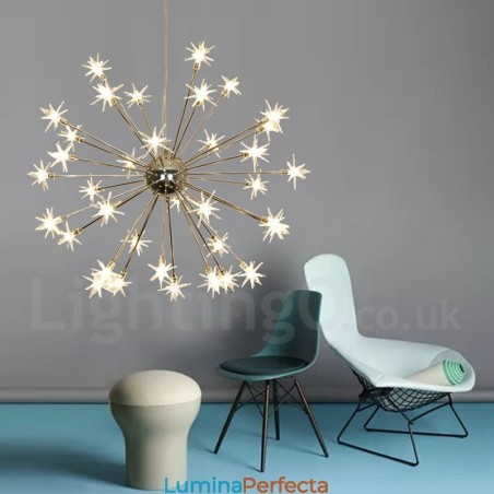 Lampă suspendată modernă contemporană din oțel cu 32 de lumini cu abajur din sticlă