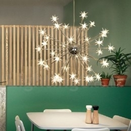 Lampă suspendată modernă contemporană din oțel cu 32 de lumini cu abajur din sticlă