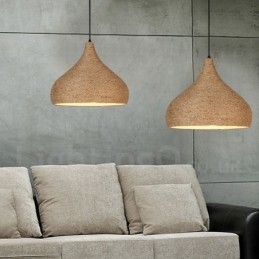Lampă suspendată cu frânghie de cânepă, retro rustic, cu 1 lumină, cu abajur din funie de cânepă