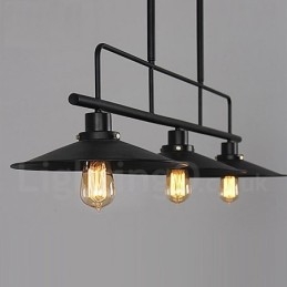 Lampă de suspendare din oțel rustic retro cu 3 lumini cu abajur din oțel