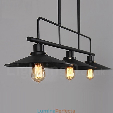 Lampă de suspendare din oțel rustic retro cu 3 lumini cu abajur din oțel Lampă de suspendare din oțel rustic retro cu 3 lumini cu abajur din oțel