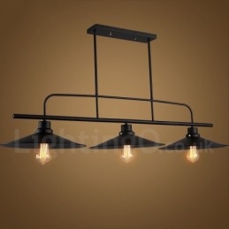 Lampă de suspendare din oțel rustic retro cu 3 lumini cu abajur din oțel