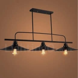 Lampă de suspendare din oțel rustic retro cu 3 lumini cu abajur din oțel